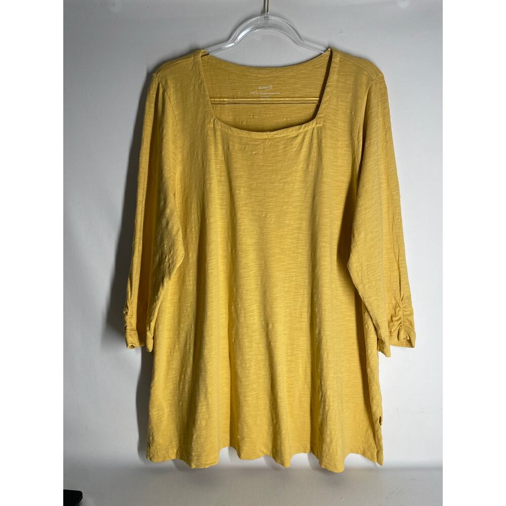 J.Jill PureJill Square Neck Tunic 3/4 Sleeve T-shirt Yellow Size XL